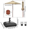 Yescom 9ft Solid Wood Outdoor Patio Umbrella with Base Included Parasol Wheels Stand for Bistro Market Garden Deck Yard Poolside - 2 of 4