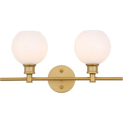 Elegant Lighting Collier 2 light Brass and Frosted white glass Wall sconce