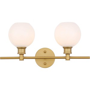 Elegant Lighting Collier 2 light Brass and Frosted white glass Wall sconce - 1 of 4