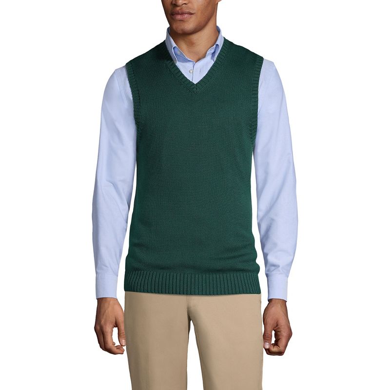 Lands' End School Uniform Men's Cotton Modal Sweater Vest, 2 of 3