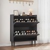 Shoe Cabinet with Flip-Down Doors - Space-Saving Entryway Organizer with Adjustable Shelf, Wooden Shoe Storage - 3 of 4