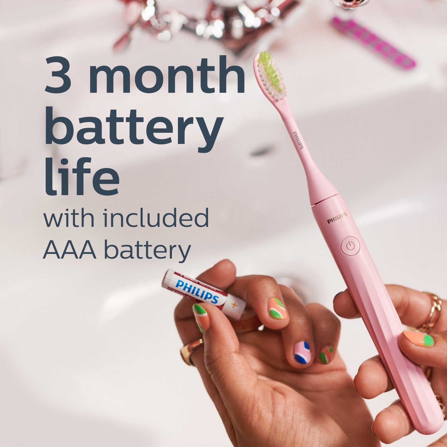 Philips Sonicare Battery Electric Toothbrush Model HY1100/06 with Brush Head - Pink, цвет: Розовый — фото 3