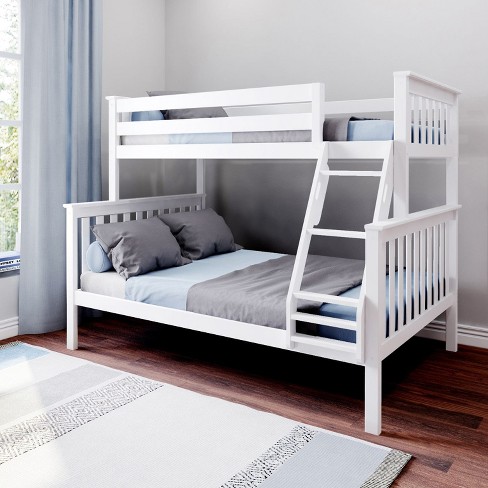 Max & Lily Twin Over Full Bunk Bed Solid Wood Platform Bed Frame For Kids  With 15 Guardrail And Ladder, White : Target