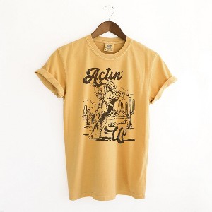 Simply Sage Market Women's Actin' Up Horse Short Sleeve Garment Dyed Tee - 1 of 2