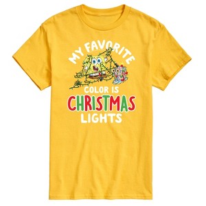Men's - SpongeBob SquarePants - My Favorite Color Is Christmas Lights Spongebob and Gary Short Sleeve Graphic T-Shirt - 1 of 4