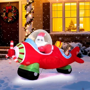 Costway 7.2 FT Christmas Inflatables Airplane with Gift Boxes and Built-in LED Lights - 1 of 4