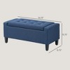 Zeus & Ruta Linen Tufted Lift-Top Storage Upholstered Storage Ottoman Bench for Living Room or Bedroom, Dark Blue - 4 of 4