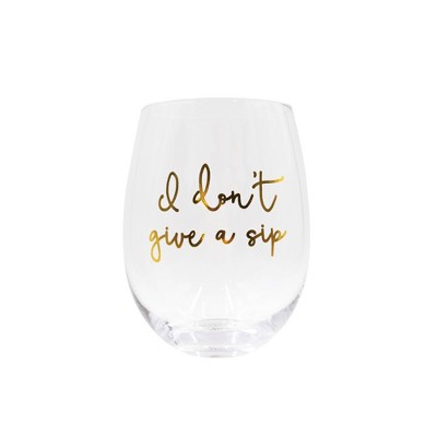 Set of 4 Stemless Wine Glasses With Funny/cute Sayings 