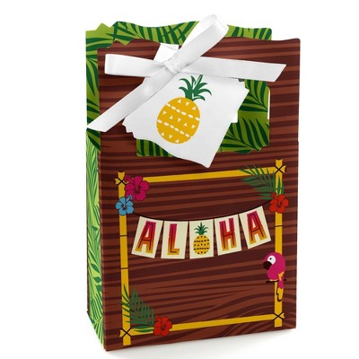 Big Dot of Happiness Tiki Luau - Tropical Hawaiian Summer Party Favor Boxes - Set of 12
