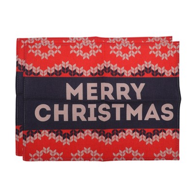 Unique Bargains Christmas Place Mats Linen 13"x17.7" 2Pcs