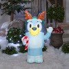 Gemmy Christmas Airblown Inflatable Bluey w/Antlers Holding Candy Cane Bluey, 3.5 ft Tall - 2 of 4