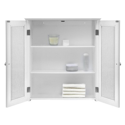 Connor Crisp White 2-Door Wall Cabinet with Textured Glass