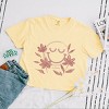 S.W.Smiley Pink Flowers Outline - Women's Boxy Crop Top Graphic T-Shirt - 3 of 4
