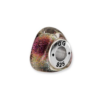 Black Bow Jewelry Dichroic Glass and Sterling Silver Triangle Rainbow Bead Charm, 13mm