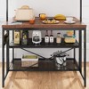 Kitchen Island with Stools, Storage, Power Outlet, Bakers Rack, Microwave Oven, for Kitchen Dining Living Room, Brown - 2 of 4