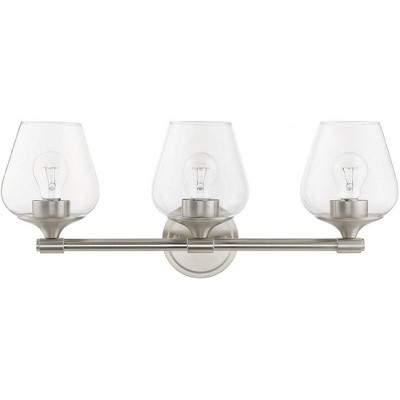 Brushed Nickel 3-Light Vanity Sconce with Clear Glass Shades