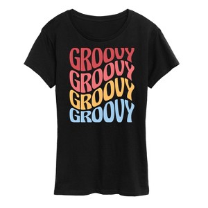 Women's - Instant Message - Wavy Groovy Stacked Short Sleeve Graphic T-Shirt - 1 of 4