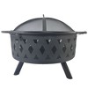 Kumasinova 32" Circular Outdoor Fire Pit with Mesh Cover and Fire Poker,Powder-Coated Steel Wood-Burning Fireplace for 4-8 People,Black - 2 of 4