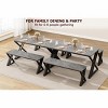 3-Piece Retro Brown Dining Set | Rectangular Table + 2 Upholstered Benches (Seats 4) | Chamfered Metal Frame for Small Kitchens/Apartments - 3 of 4