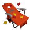 Kamp-Rite BC050 SAC-IT-UP Portable Reclining Folding Camping Patio Lounge Lawn Cornhole Beach Chair Seat with Backpack Straps and Holder, Orange - image 4 of 4