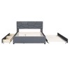 Luxury Linen Upholstered Bed with Stylish Brick Headboard & Twin XL Trundle - Dream Bedroom Essential - 3 of 4