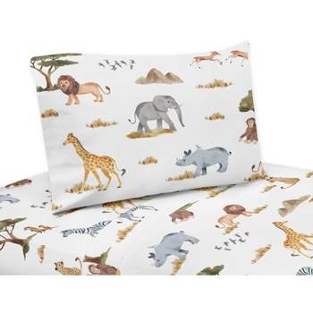 Sweet Jojo Designs Kids' Queen Sheet Set Jungle Animals Multicolor 4pc