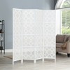 KWPZQEB 4 Panel Room Divider, 70.31" H Wood Freestanding Folding Portable Partition Screens w/ Quarterfoil infused Diamond Design for Living Room - 2 of 4