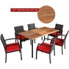 Costway 7PCS Patio Rattan Dining Chair Table Set with  Cushion Umbrella Hole Black/Navy - 2 of 4