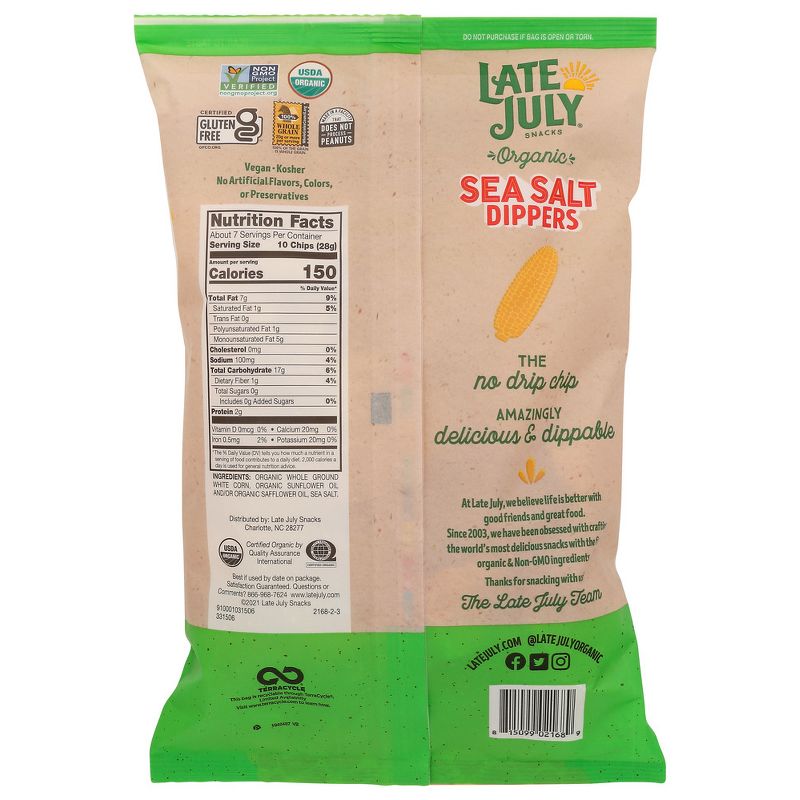 Late July Snacks Sea Salt Dippers Tortilla Chips - Case of 9/7.4 oz, 3 of 7