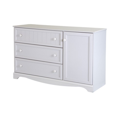 Savannah 3 Drawer Dresser With Door Pure White South Shore