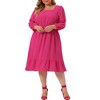 Agnes Orinda Women's Plus Size Square Neck Swiss Dots Wedding Empire Waist Ruffle Hem Chiffon Midi Dresses - 2 of 4