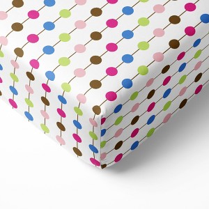Bacati - Botanical Pearl String Pink Multicolor 100 percent Cotton Universal Baby US Standard Crib or Toddler Bed Fitted Sheet - 1 of 4