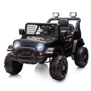 JOYMOR 12V Ride on Truck with Remote Control, Battery Powered Kids Car with LED Lights/Horn/Manual Control/3-5 MPH Speed/Gift for Girl Boy (Black) - 1 of 4