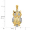 Black Bow Jewelry 14k Yellow Gold and White Rhodium Owl Pendant, 12mm (7/16 inch) - 4 of 4