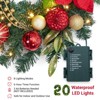 6FT Pre-Lit Christmas Garland with 20 LED Lights, Red & Gold Ornaments, Bows, Battery Operated for Indoor/Outdoor - 2 of 4