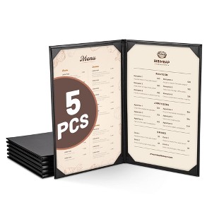 WeChef 5 Pack Menu Covers 8.5 x 14" 2 Views Faux Leather Cafe Restaurant Bars - 1 of 1