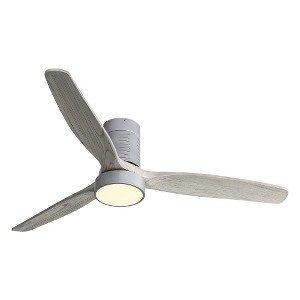 BestParts 52" Modern Flush Mount Ceiling Fan - 5-Speed Wood Blade Remote Control - 1 of 4