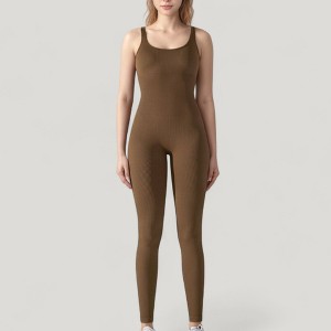 Anna-Kaci Active Women's Ribbed Knit Sleeveless Jumpsuit with Scoop Neckline and Bodycon Fit - 1 of 4