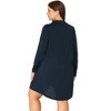 Agnes Orinda Women's Plus Size Solid Long Sleeve Button Down V-Neck Pajama Sleepdress - image 4 of 4