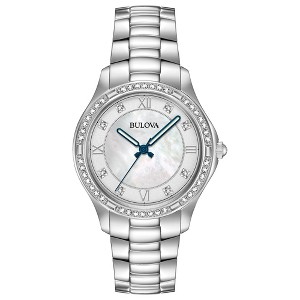 Bulova Ladies' Crystal 3-Hand Quartz, Mother-of-Pearl Dial, 32mm - 1 of 4