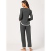 cheibear Women's Soft Lace Trim Knit Stretchy Long Sleeve Sleepwear Pajama Set - image 3 of 4