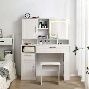 NicBex 29.2" Vanity Table with Sliding Mirror & Cushioned Stool,  Multi-Layer Storage, Dressing Table for Bedroom,White - 1 of 4