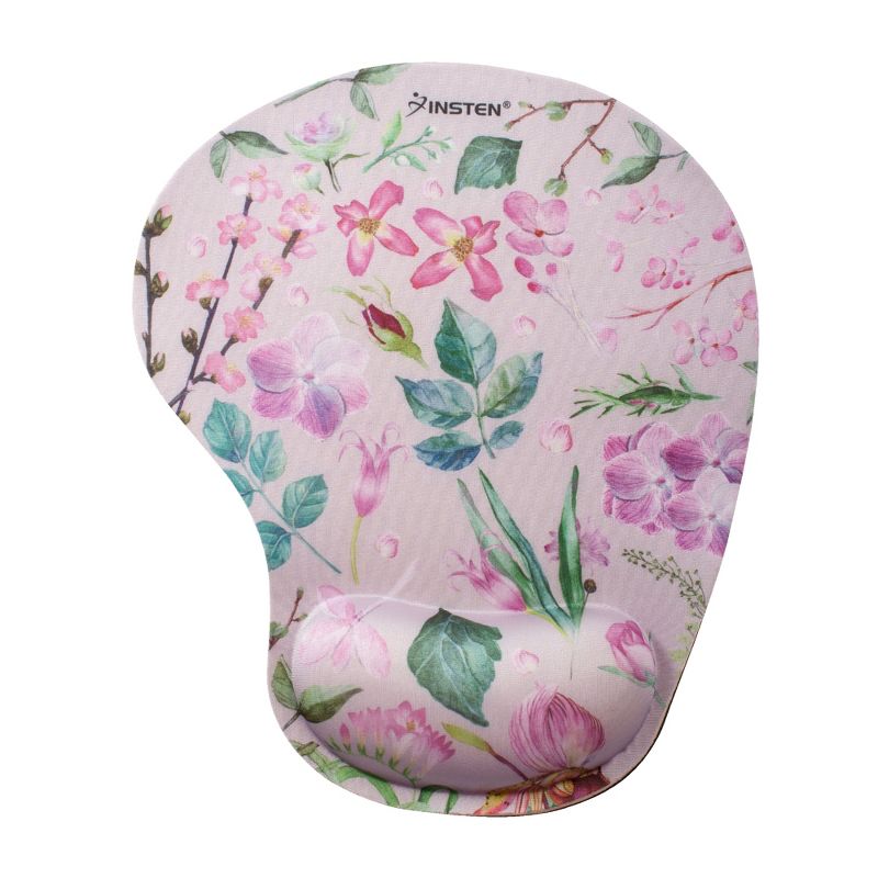 Insten Floral Mouse Pad with Wrist Support Rest, Ergonomic Support, Pain Relief Memory Foam, Non-Slip Rubber Base, Arc L, 1 of 10