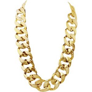 90s Hip Hop Necklace for Men - Chunky Fake Gold Cuban Chain, 27.5 Inch Rapper Jewelry - 1 of 4