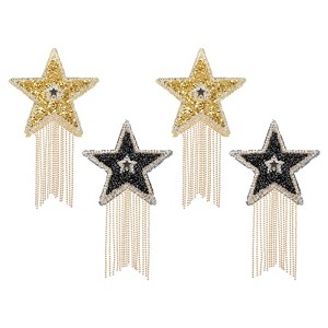 Unique Bargains Star Shape Rhinestone Glitter Iron On Sew Beaded Applique Patches 4 Pcs - 1 of 4