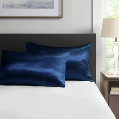 King Satin Luxury 2pc Pillowcase Set Navy