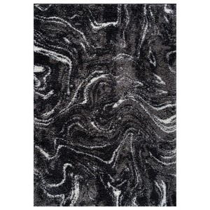 World Rug Gallery Abstract Marble Shag Rug – Blue – Cozy & Durable – Medium Pile for Living Room, Bedroom, or Entryway - 1 of 4