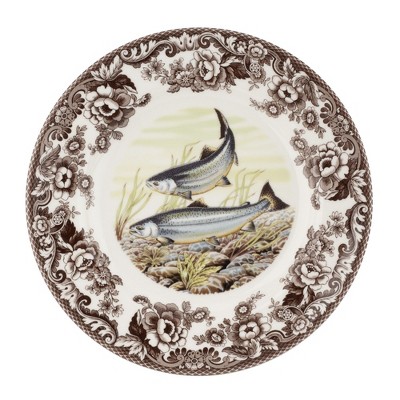 Spode Woodland 10.5” Dinner Plate, Perfect For Thanksgiving And Other Special Occasions, Made In England, Fish Motifs