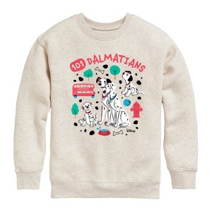 Boys' - 101 Dalmatians - Collage of Dalmatian Family Graphic Long Sleeve Fleece Sweatshirt - 1 of 4