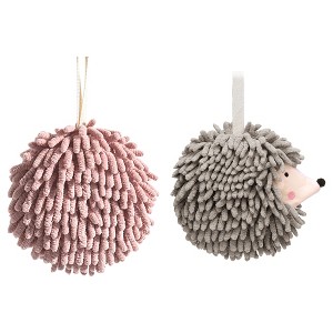 REGALWOVEN 2 Pcs Comfortable Soft Absorbent Chenille Ball Fuzzy Hand Towel for Home Decor - 1 of 4